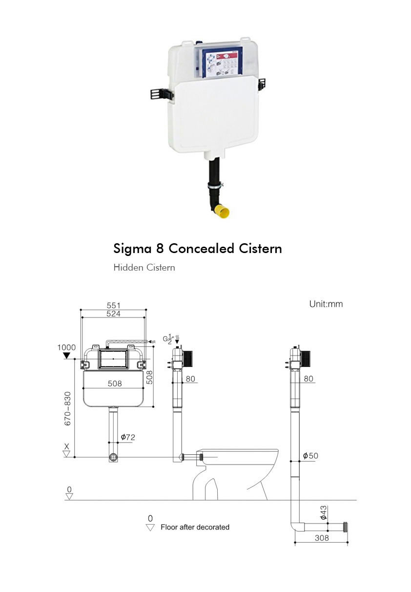 Sigma 8 Concealed Cistern